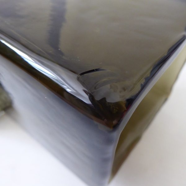 Art glass vase in the style of Whitefriars Drunken Brick Layer, willow/smoke 8" - Image 12