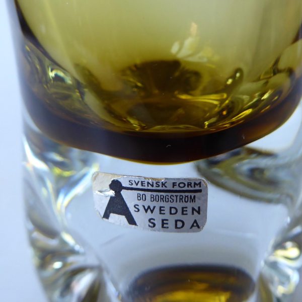 Aseda Glasbruk #4807 Swedish art glass dimple vase, 1970s Bo Borgstrom + label - Image 13