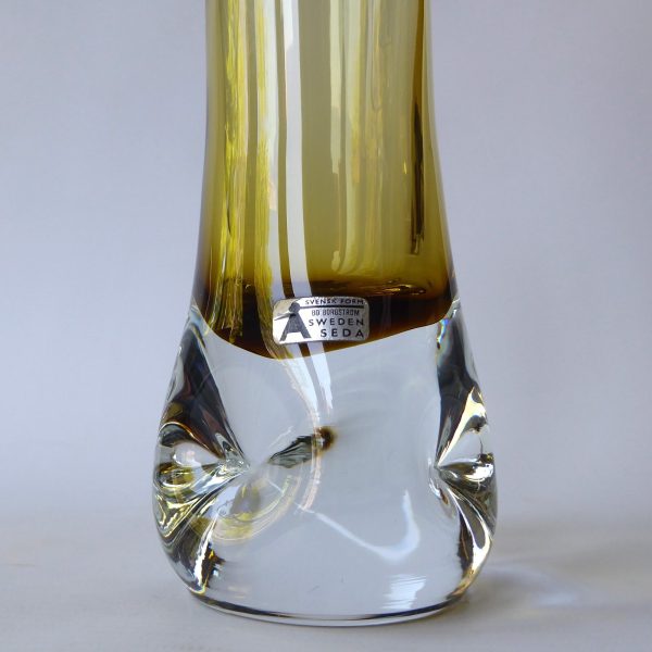 Aseda Glasbruk #4807 Swedish art glass dimple vase, 1970s Bo Borgstrom + label - Image 3