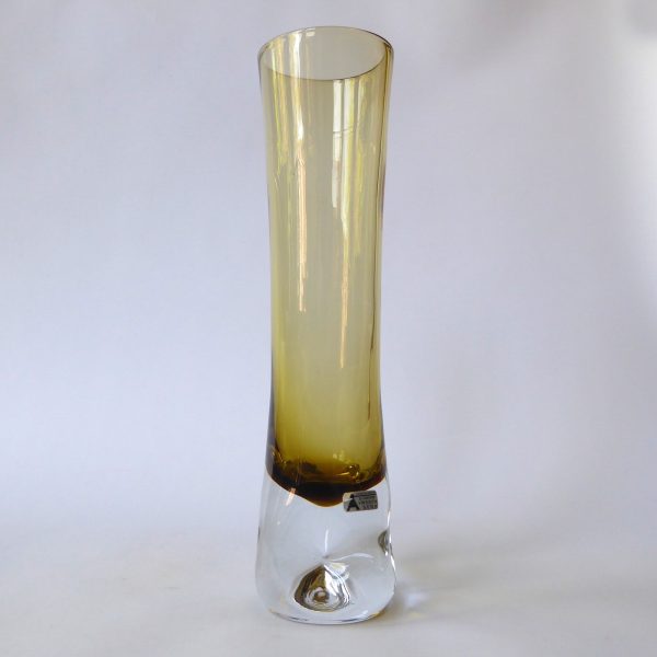 Aseda Glasbruk #4807 Swedish art glass dimple vase, 1970s Bo Borgstrom + label - Image 4