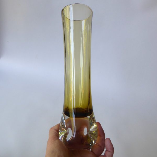 Aseda Glasbruk #4807 Swedish art glass dimple vase, 1970s Bo Borgstrom + label - Image 6