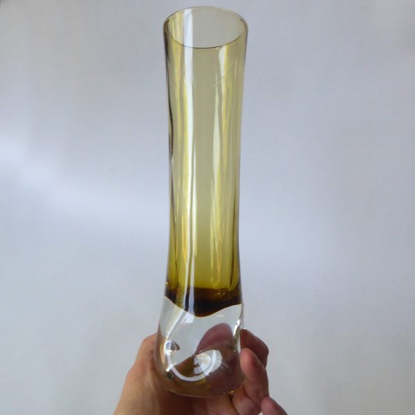 Aseda Glasbruk #4807 Swedish art glass dimple vase, 1970s Bo Borgstrom + label - Image 7
