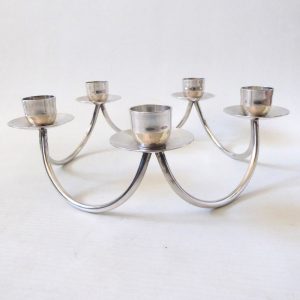 Berg Denmark  silver plated modernist candle holder, 5 dinner candles, vintage