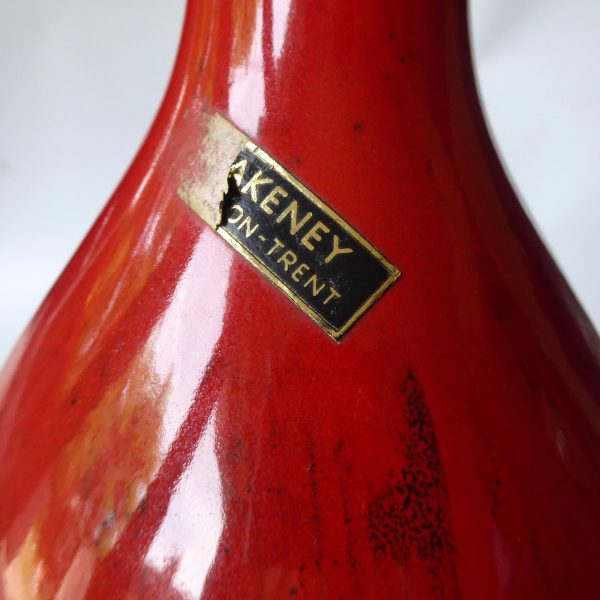 Blakeney Stoke-on-Trent studio art pottery vase, red black. Mid century, vintage - Image 4