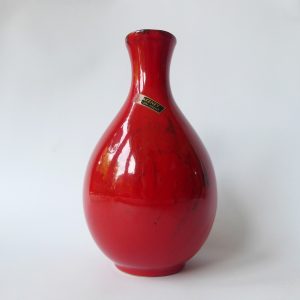 Blakeney Stoke-on-Trent studio art pottery vase, red black. Mid century, vintage