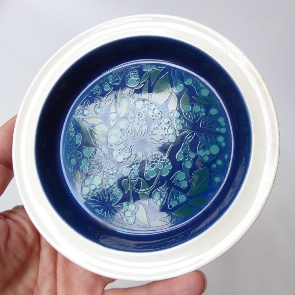 Carlton Ware 1960s 1970s retro vintage pin dish, blue white ceramic ashtray bowl - Image 3