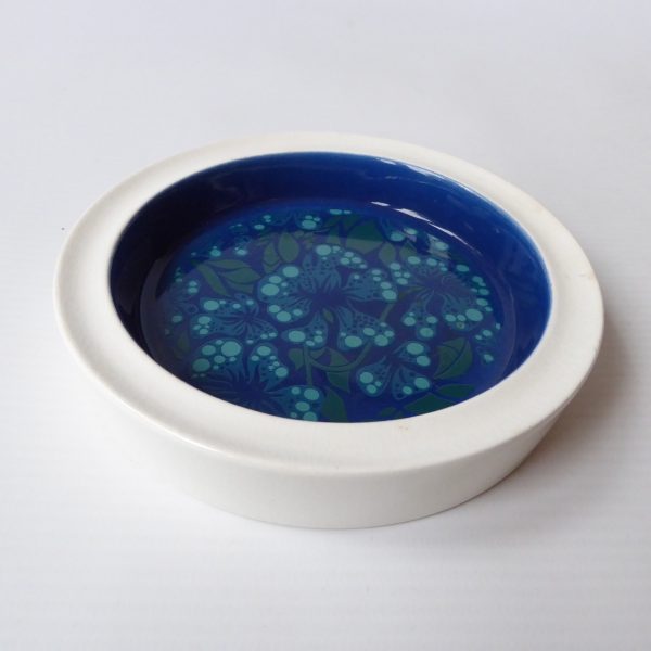 Carlton Ware 1960s 1970s retro vintage pin dish, blue white ceramic ashtray bowl - Image 4