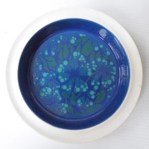 Carlton Ware 1960s 1970s retro vintage pin dish, blue white ceramic ashtray bowl