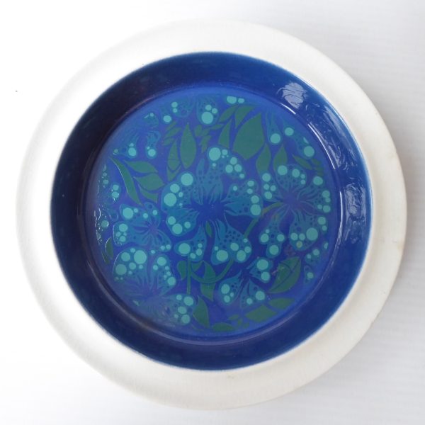 Carlton Ware 1960s 1970s retro vintage pin dish, blue white ceramic ashtray bowl