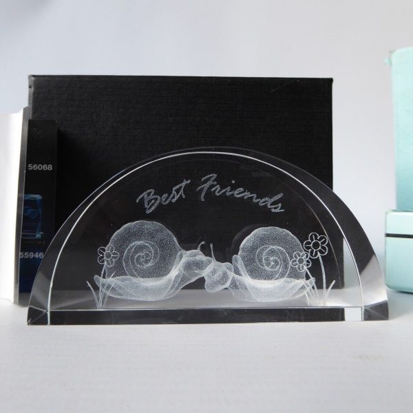 Crystal Treasures 2003 Best Friends crystal paperweight, boxed arched glass gift - Image 3