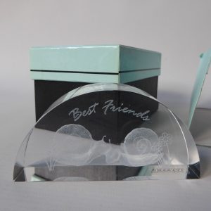 Crystal Treasures 2003 Best Friends crystal paperweight, boxed arched glass gift