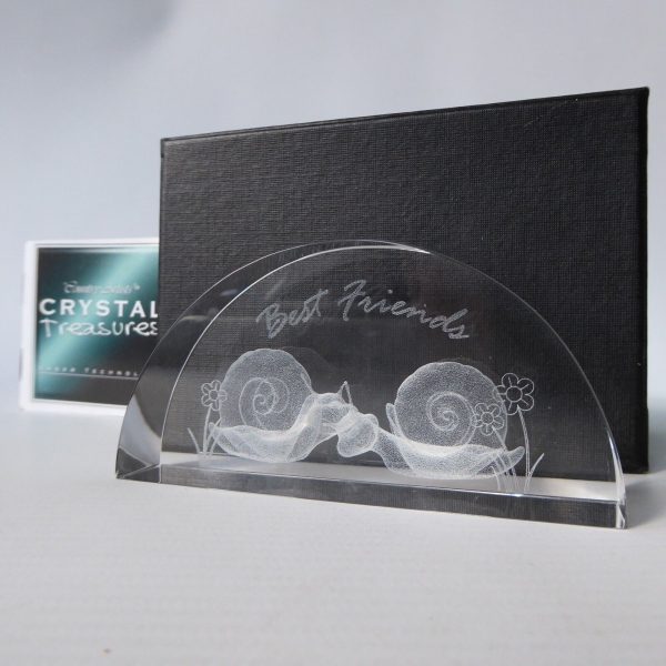 Crystal Treasures 2003 Best Friends crystal paperweight, boxed arched glass gift - Image 6