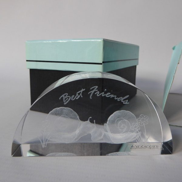 Crystal Treasures 2003 Best Friends crystal paperweight, boxed arched glass gift