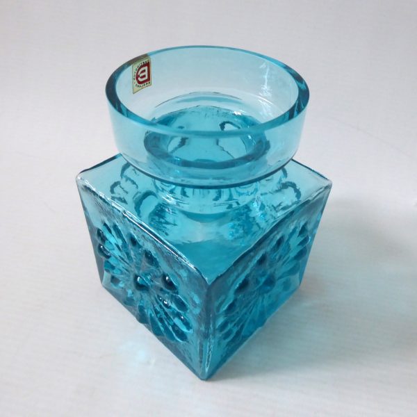 Dartington Frank Thrower FT60 Kingfisher blue turquoise art glass Daisy vase - Image 5