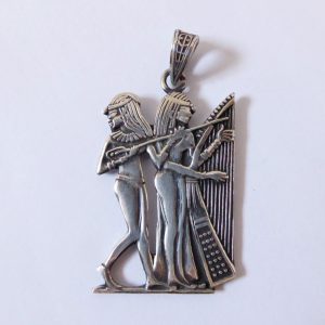 Egyptian silver pendant, 800 silver from Egypt. Handcrafted ancient musicians