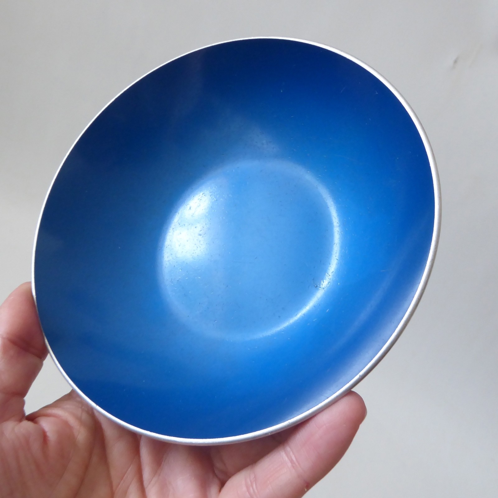 Emalox Norway vintage blue anodised aluminium mid-century retro bowl, 14cm dish - Image 6