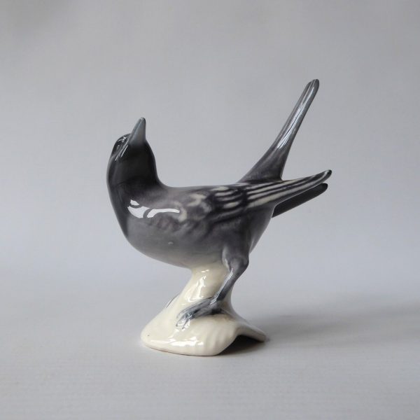Goebel West German 1960s-70s vintage porcelain bird figurine CV31, grey redstart