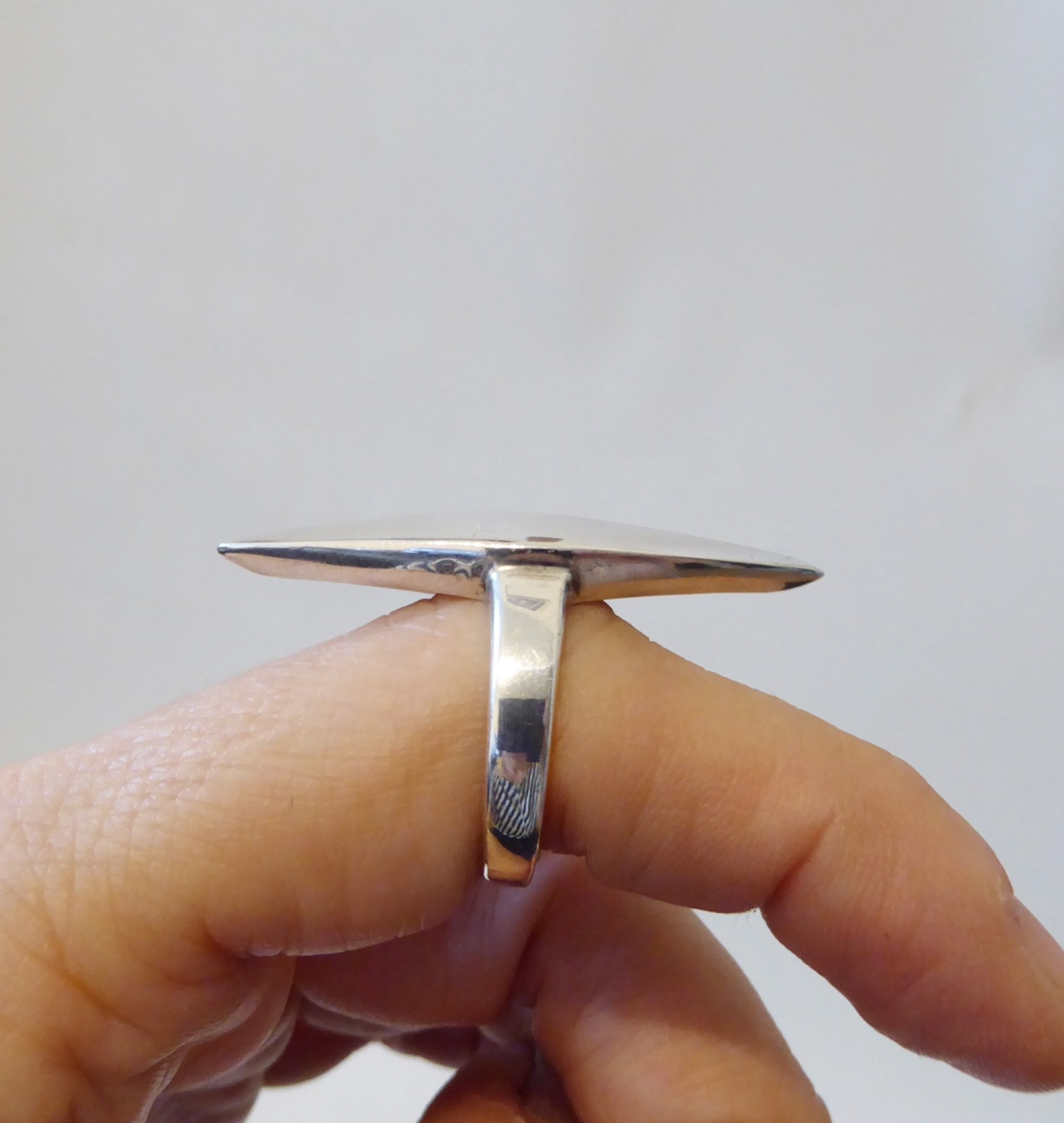 Guldfynd AB Swedish sterling silver 925 ring, Modernist vintage Statement size P - Image 2