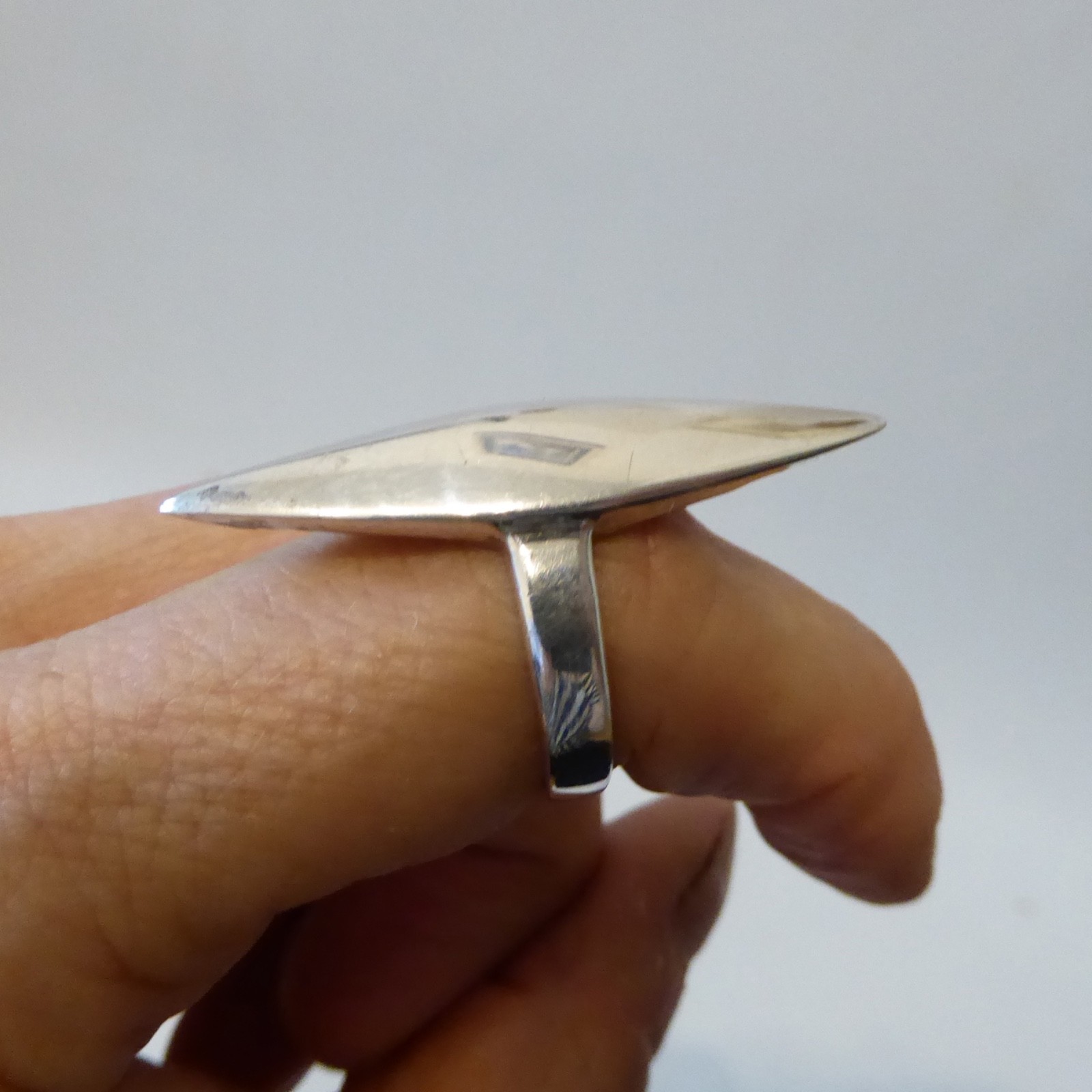 Guldfynd AB Swedish sterling silver 925 ring, Modernist vintage Statement size P - Image 5
