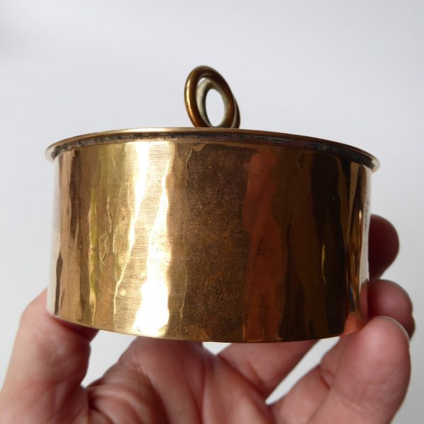 Handmade copper lidded pot box, round vintage metalwork container. Ornament - Image 6