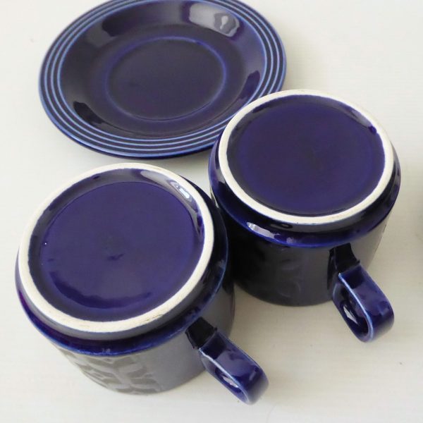Hornsea Heirloom Midnight Blue 2 cups & saucers, 1970s retro vintage pottery - Image 11