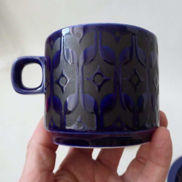 Hornsea Heirloom Midnight Blue 2 cups & saucers, 1970s retro vintage pottery - Image 17