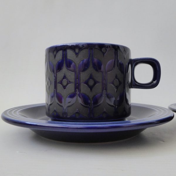 Hornsea Heirloom Midnight Blue 2 cups & saucers, 1970s retro vintage pottery - Image 6