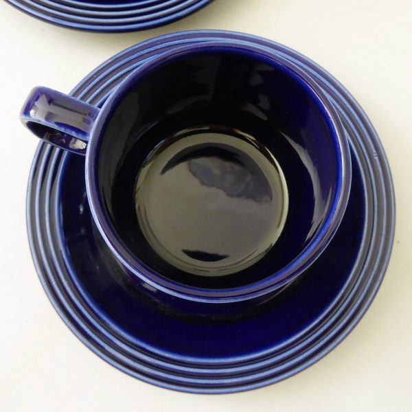 Hornsea Heirloom Midnight Blue 2 cups & saucers, 1970s retro vintage pottery - Image 9