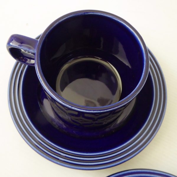 Hornsea Heirloom Midnight Blue 2 cups & saucers, 1970s retro vintage pottery - Image 10