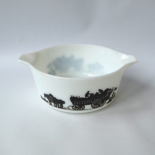 JAJ Pyrex Harvest Silhouette haymaker round glass casserole dish 554, 1967 bowl - Image 3