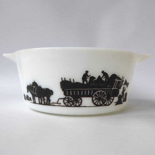 JAJ Pyrex Harvest Silhouette haymaker round glass casserole dish 554, 1967 bowl - Image 4