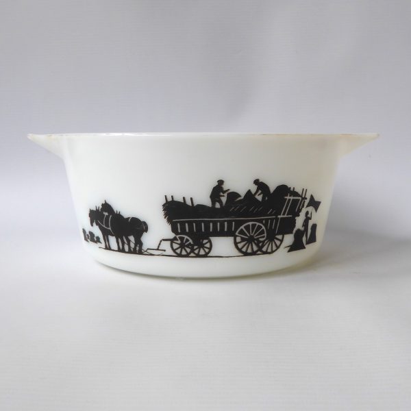 JAJ Pyrex Harvest Silhouette haymaker round glass casserole dish 554, 1967 bowl - Image 7