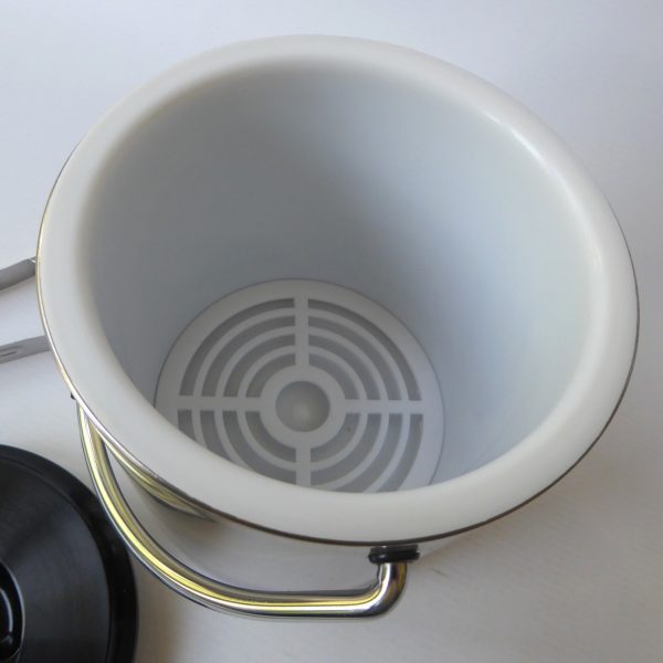 Japan vintage retro 1970s/1980s, black stripe steel Ice Bucket + tongs. Joy Pail - Image 12