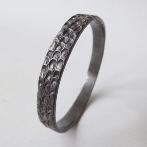 Jorgen Jensen #217 Danish vintage pewter brutalist round bangle bracelet, 1960s