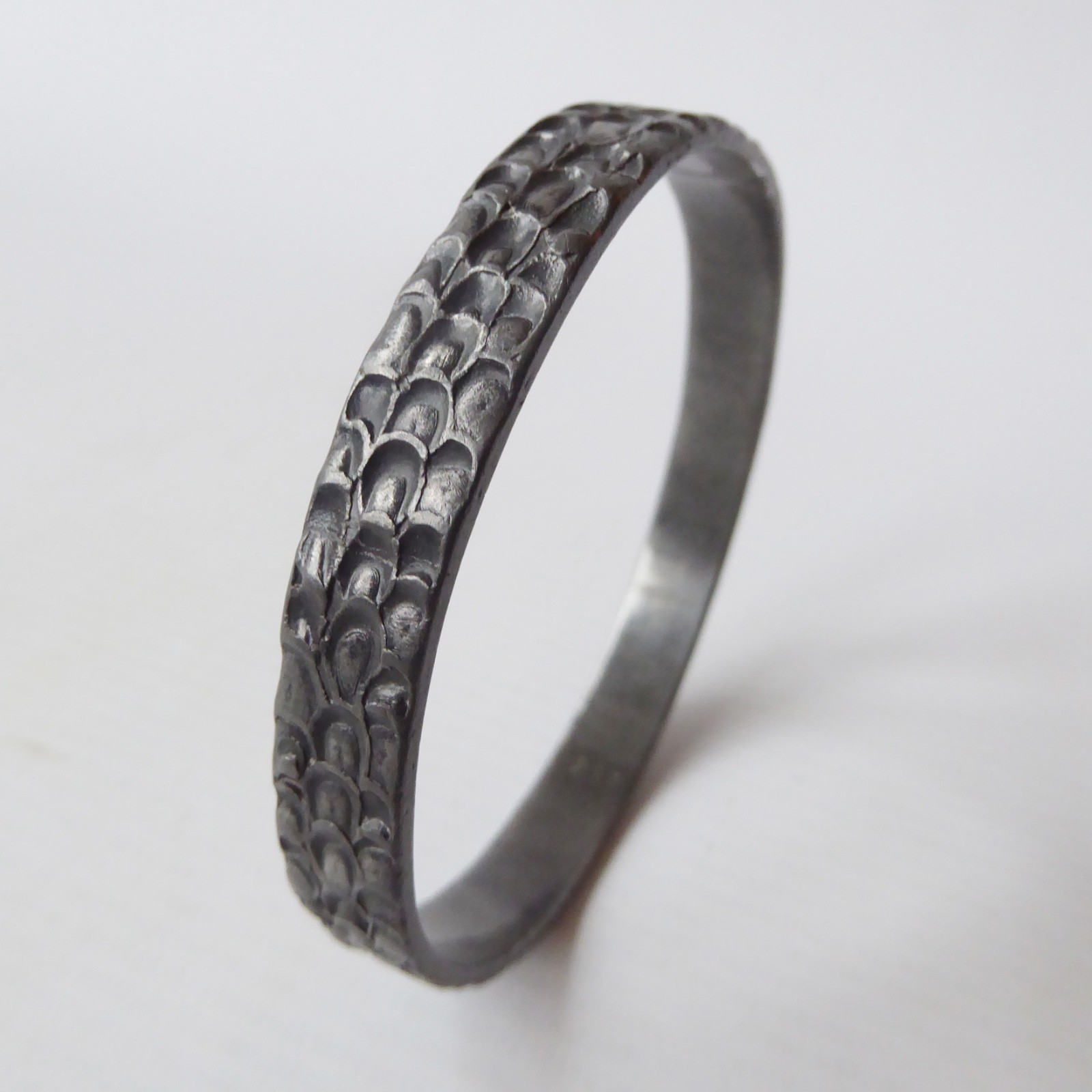 Jorgen Jensen #217 Danish vintage pewter brutalist round bangle bracelet, 1960s