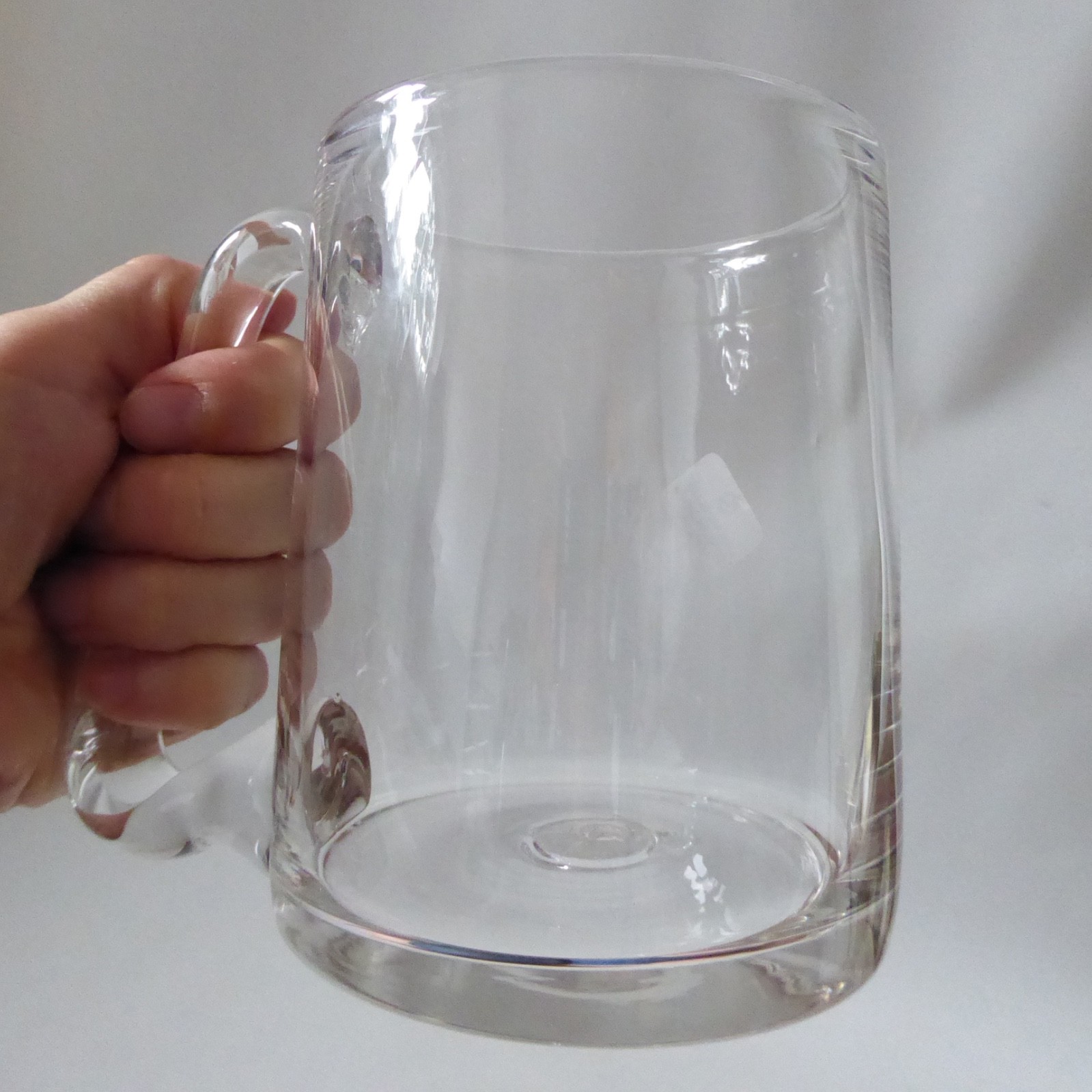 Liskeard Glass handmade ale beer tankard pint glass, vintage clear drinking mug - Image 3
