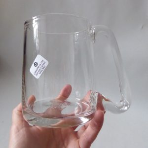 Liskeard Glass handmade ale beer tankard pint glass, vintage clear drinking mug