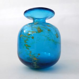 Mdina vintage art glass vase, globe round Sea & Sand. Michael Harris design 70s