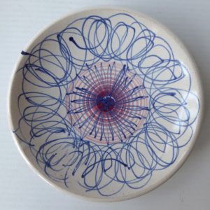 Mid century 1960s Rye Pottery small vintage pottery ceramic pin dish, scribble