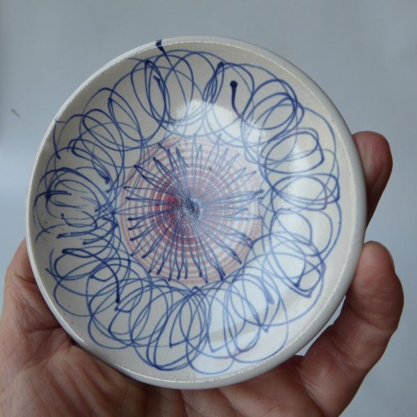 Mid century 1960s Rye Pottery small vintage pottery ceramic pin dish, scribble - Image 6