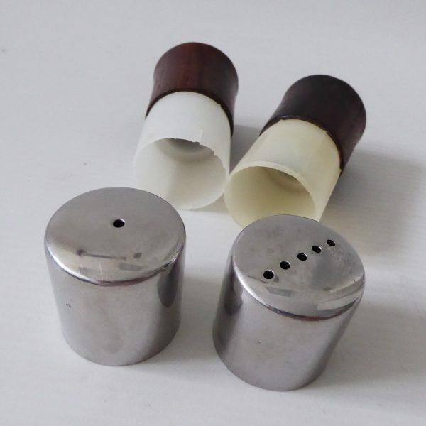 Mid century stainless steel & rosewood Danish style salt pepper pots shakers - Image 13