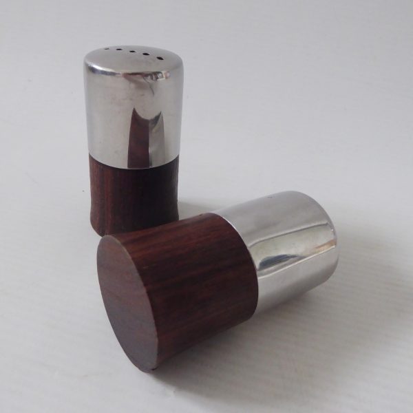 Mid century stainless steel & rosewood Danish style salt pepper pots shakers - Image 7