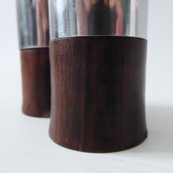 Mid century stainless steel & rosewood Danish style salt pepper pots shakers - Image 8