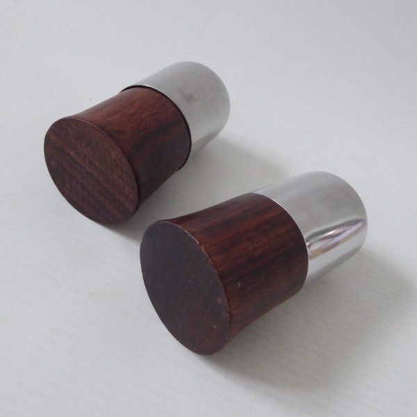 Mid century stainless steel & rosewood Danish style salt pepper pots shakers - Image 9