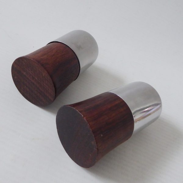 Mid century stainless steel & rosewood Danish style salt pepper pots shakers - Image 10