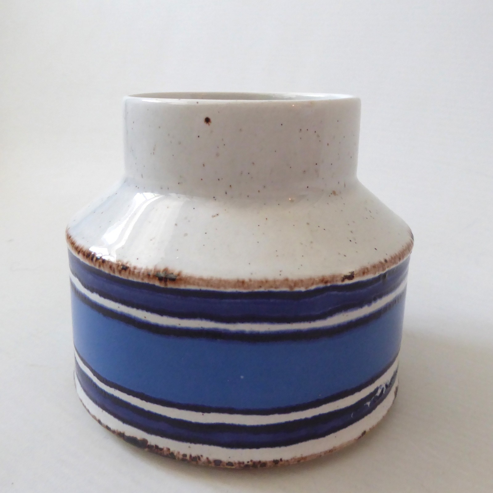 Midwinter Stonehenge Moon open sugar bowl pot, blue striped Creation 1970s retro - Image 3