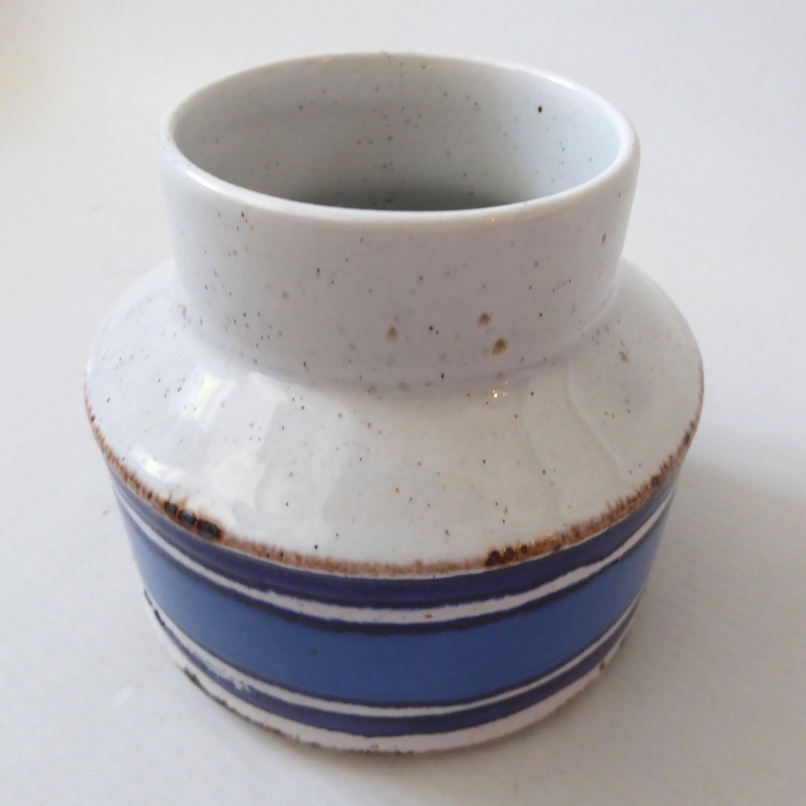Midwinter Stonehenge Moon open sugar bowl pot, blue striped Creation 1970s retro - Image 4