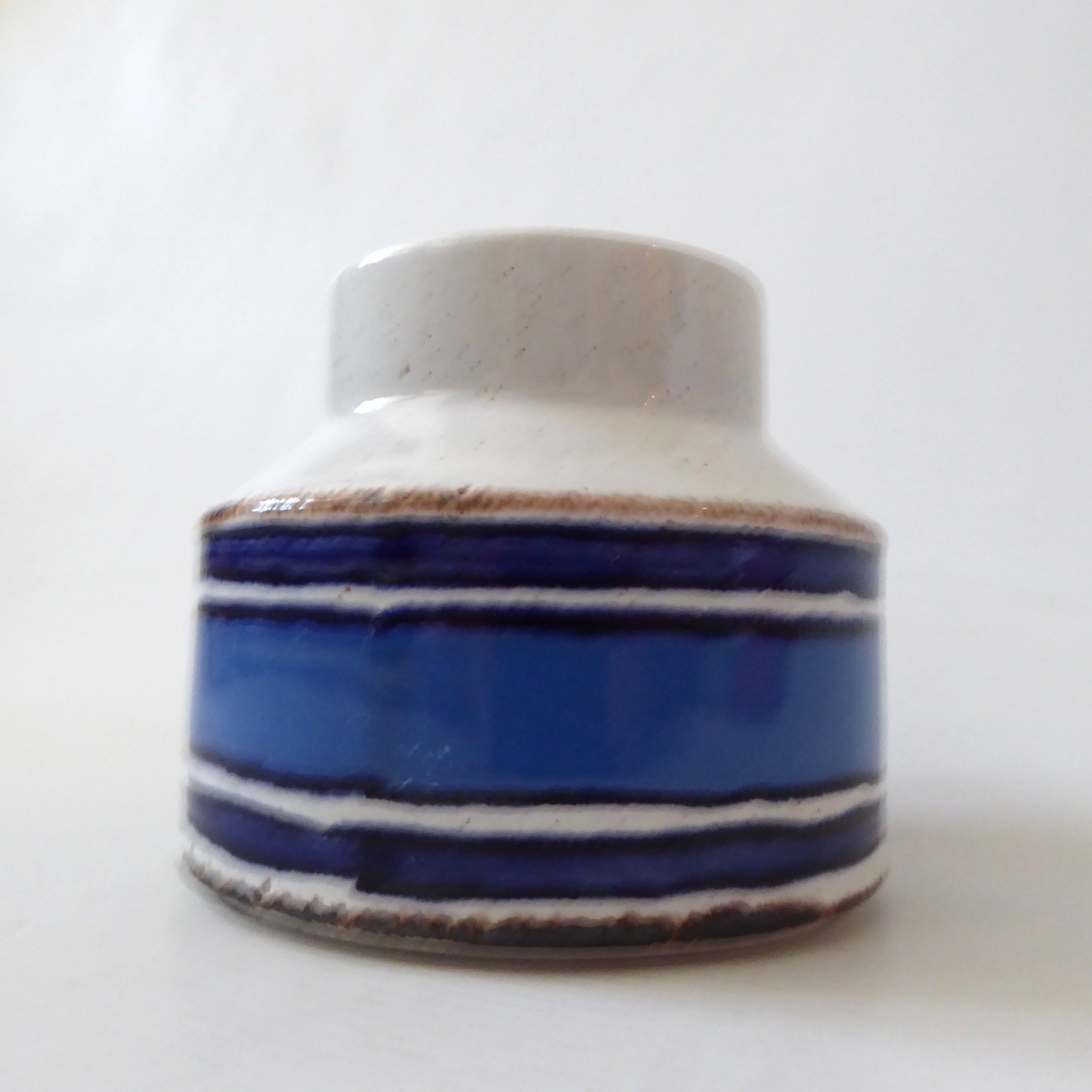 Midwinter Stonehenge Moon open sugar bowl pot, blue striped Creation 1970s retro - Image 10