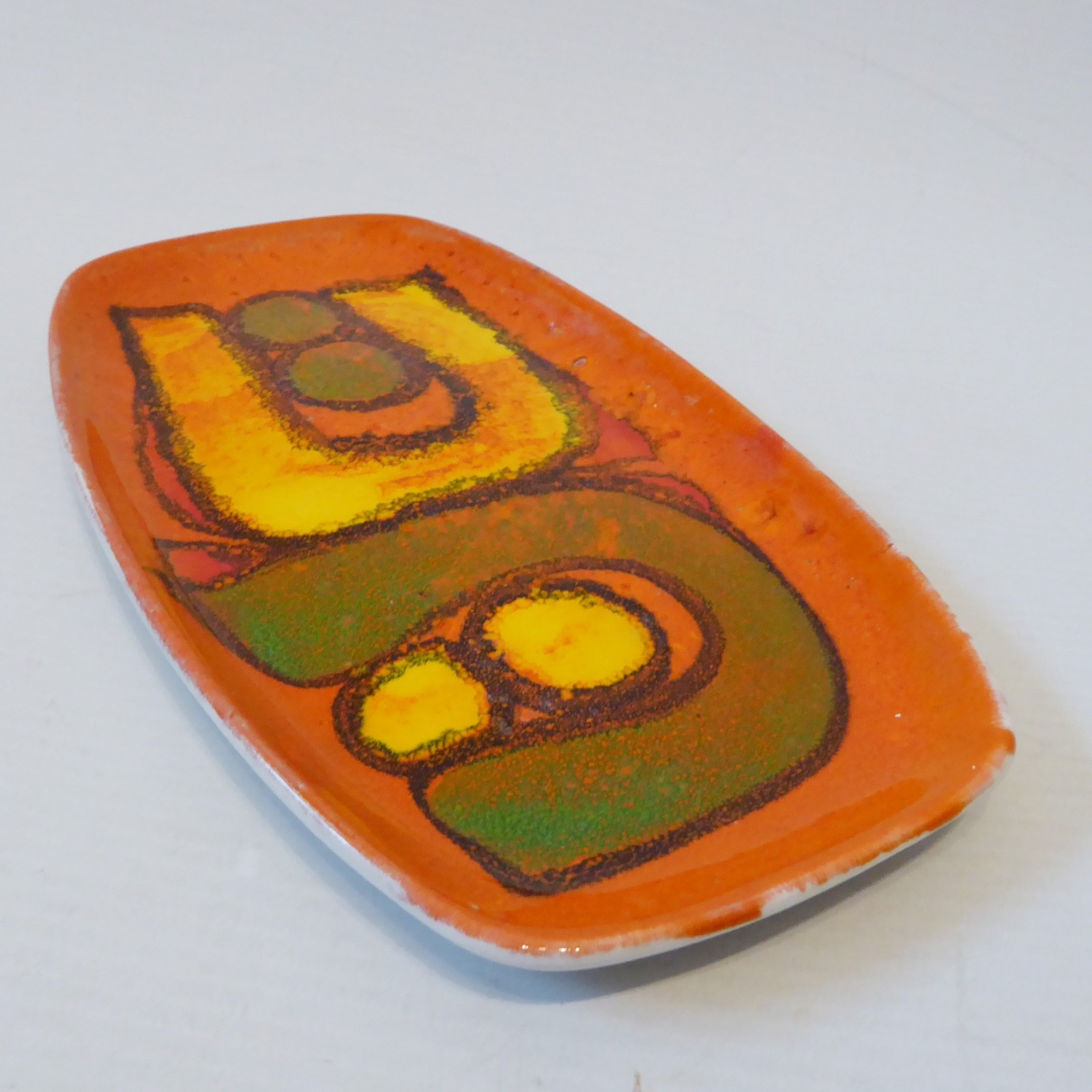 Poole Pottery Delphis oval orange plate, 361. Retro ceramic Mary Albon 1970-1972 - Image 2