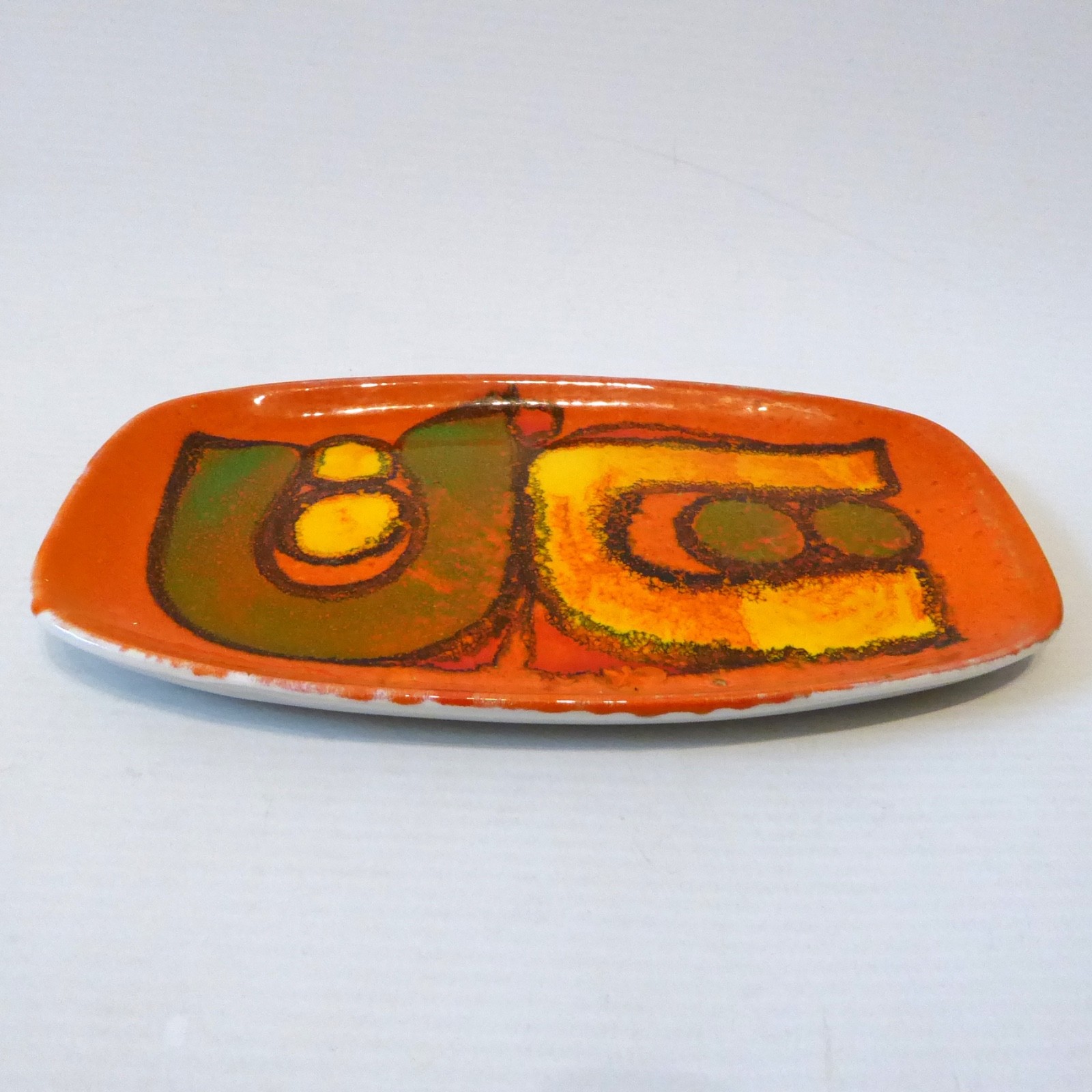 Poole Pottery Delphis oval orange plate, 361. Retro ceramic Mary Albon 1970-1972 - Image 4